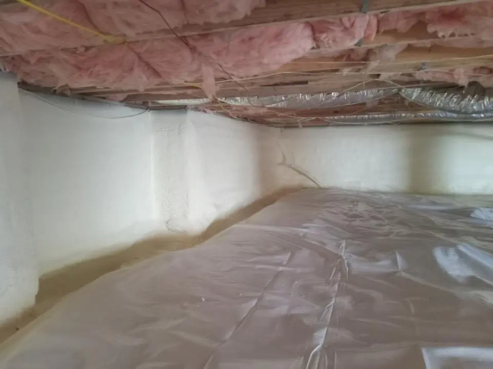 Crawl space encapsulation with closed-cell spray foam for Metal Roof Coating in Chardon